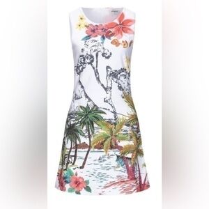 DESIGNAL BEAUTIFUL PALM TREE FLORAL PRINT DRESS